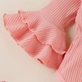 thumbnail image 7 of Otqutp Cute&nbsp;Kids&nbsp;Outfits for Girls Long Sleeve Ribbed Bowknot Romper Bodysuit Ruffles Bell Bottoms Pants Outfits Christmas Gifts 0-12 Months, 7 of 7