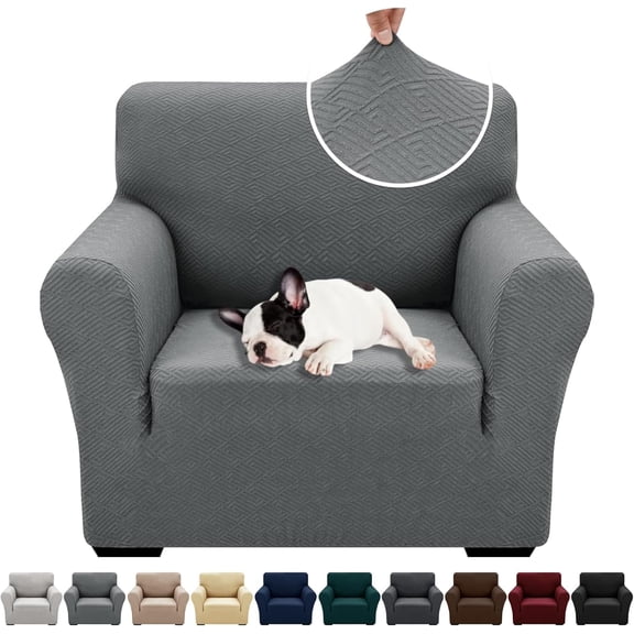 2026 New Stretch Armchair Covers 1 Piece Chair Slipcovers Chair Protector for Living Room Thick Soft Chair Cover with Elastic Bottom Couch Cover for Pets Kids (31"-46", Light Gray)