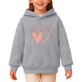thumbnail image 5 of CPNG Girls Fleece Lined Hoodies Heart Print Long Sleeve Hooded Sweatshirts Without Pocket Kids Loose Fit Daily Pullover Sweatshirt, 5 of 6