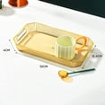 thumbnail image 4 of Modern Rectangular Decorative Tray Cosmetic Storage Household with Handles Jewelry Tray for Coffee Table Living Room Bathroom Countertop Yellow, 4 of 8