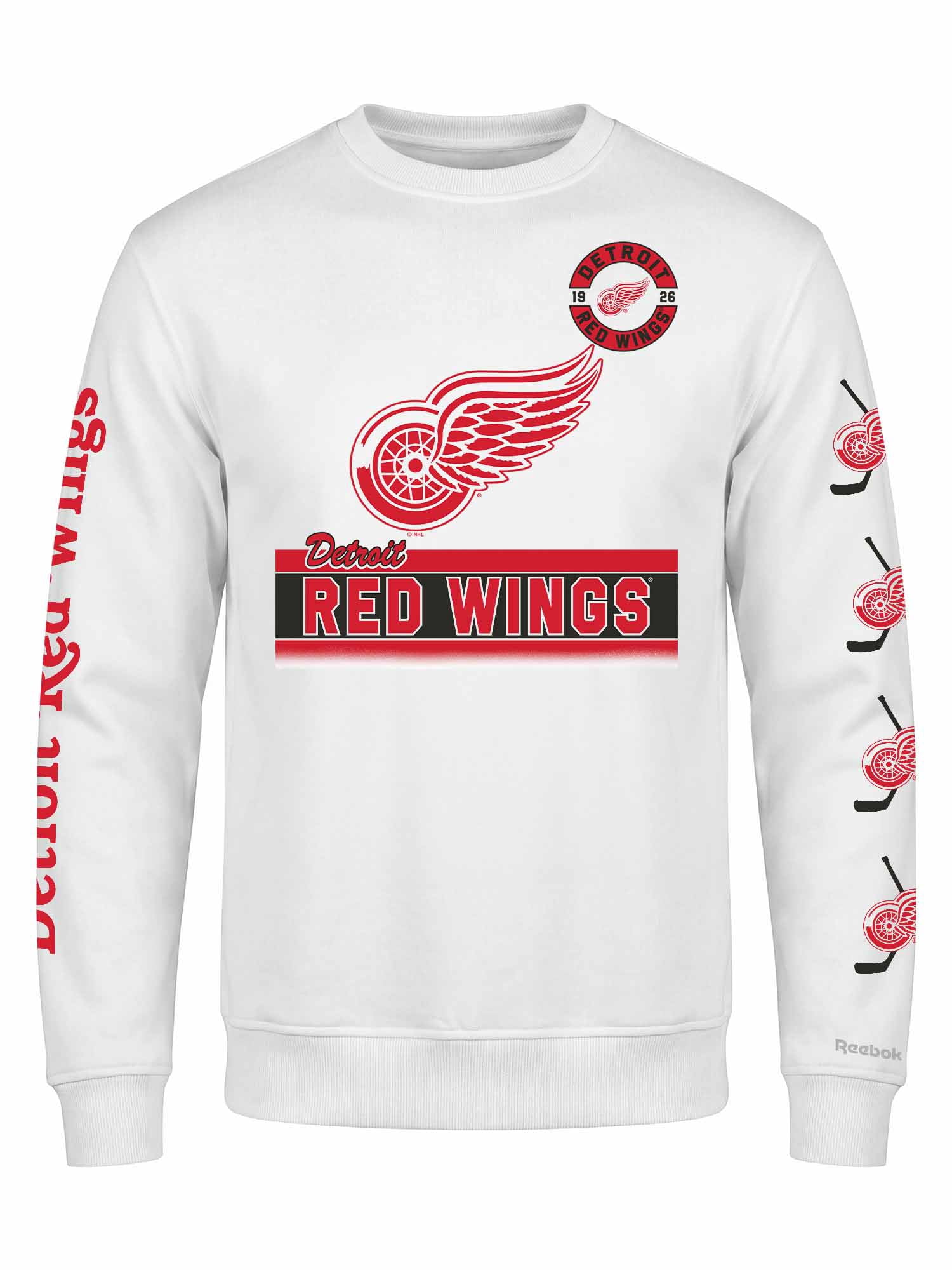 Detroit Red Wings Reebok Mens White Crew Sweatshirt