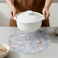 thumbnail image 4 of Placemats Set of 6 Leather Floral Placemats for Kitchen Table Decor Washable Heat Resistant Table Mats Blue Beige 13x13inch, 4 of 6