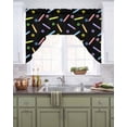 thumbnail image 2 of Cartoon Kitchen Swag Valances for Windows, Cute Colorful Pencil Paw Print Funny Black Swag Valances Curtains for Living Room, Rod Pocket Window Treatments for Bathroom, Bedroom, Cafe, 56"x36", 2 of 6
