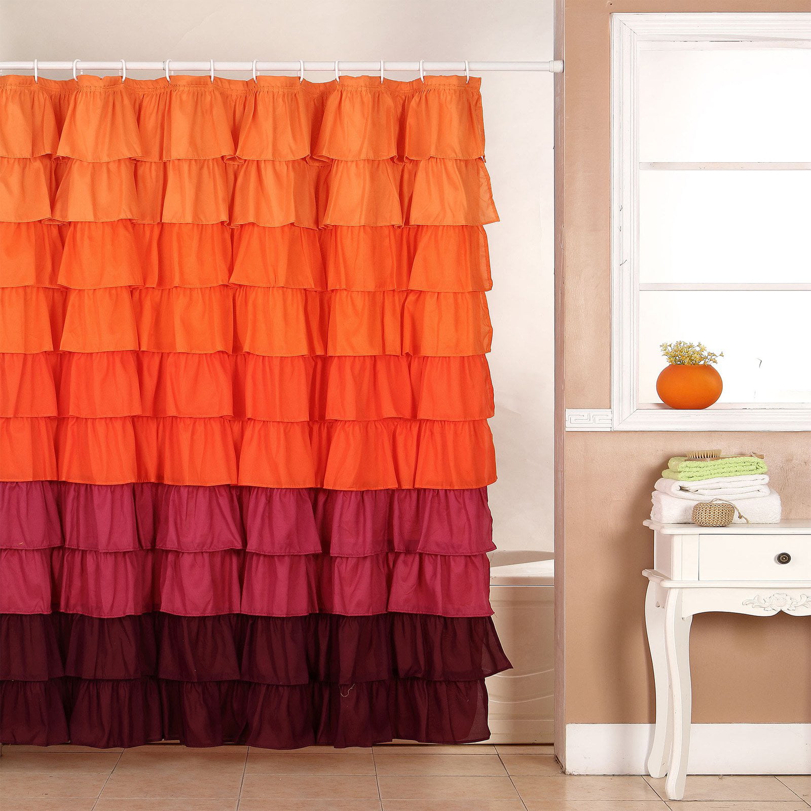 Harvest Ruffle Shower Curtain, Harvest Shower Curtain