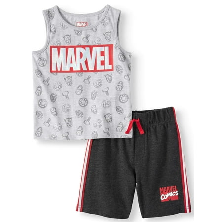 The Avengers Graphic Muscle Tank & Drawstring French Terry Short, 2pc Outfit Set (Toddler Boys)