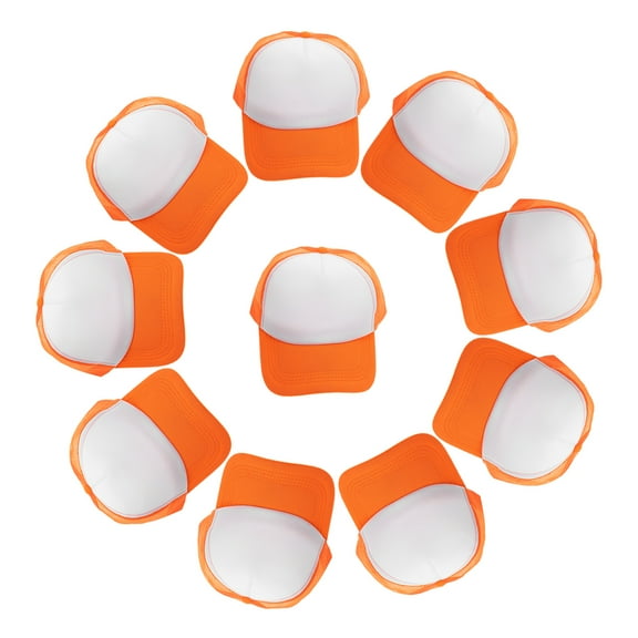 OFFIGAM 10Pcs Stylish Orange Mesh Baseball Caps Blank Heat Transfer Hats