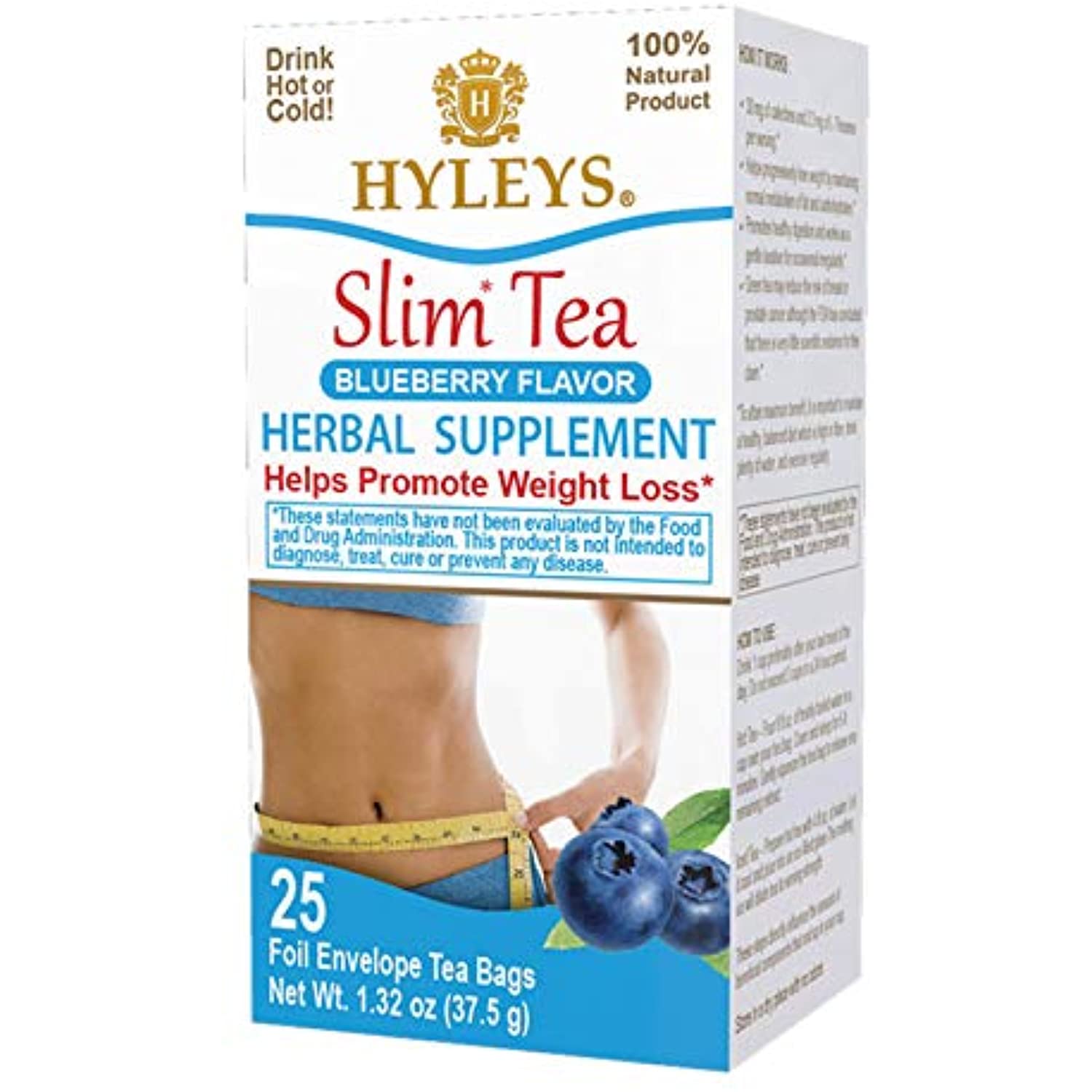 Hyleys Slim Tea Blueberry Flavor Weight Loss Herbal Supplement