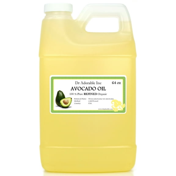 Dr Adorable - 64 oz - Avocado Oil - 100% Pure Organic Cold Pressed Refined Natural Hair Skin