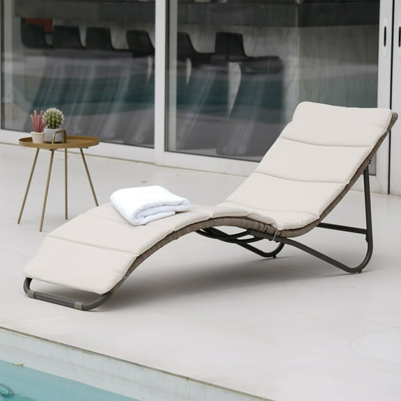 Grand Patio Outdoor Chaise Lounge Sunbathing Chair, Tan