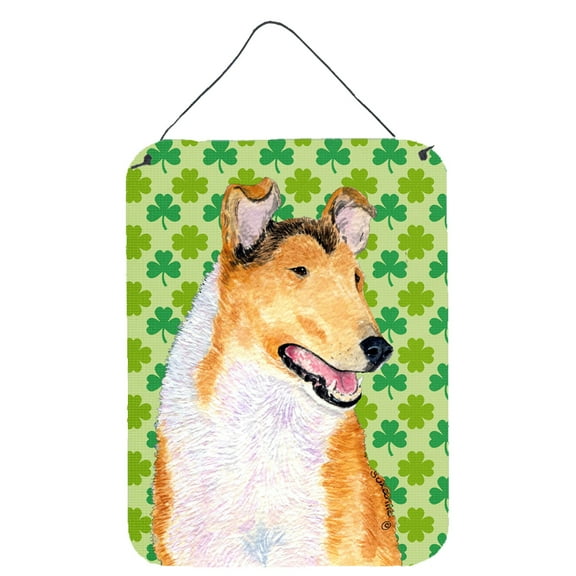 Collie Smooth St. Patrick's Day Shamrock Portrait Wall or Door Hanging Prints
