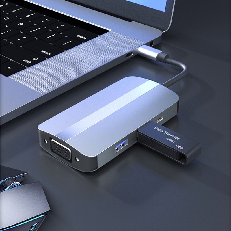 7-in-1 USB C Hub USB Type C to USB 3.0 2.0 USB C PD VGA HD 3.5mm Audio Adapter