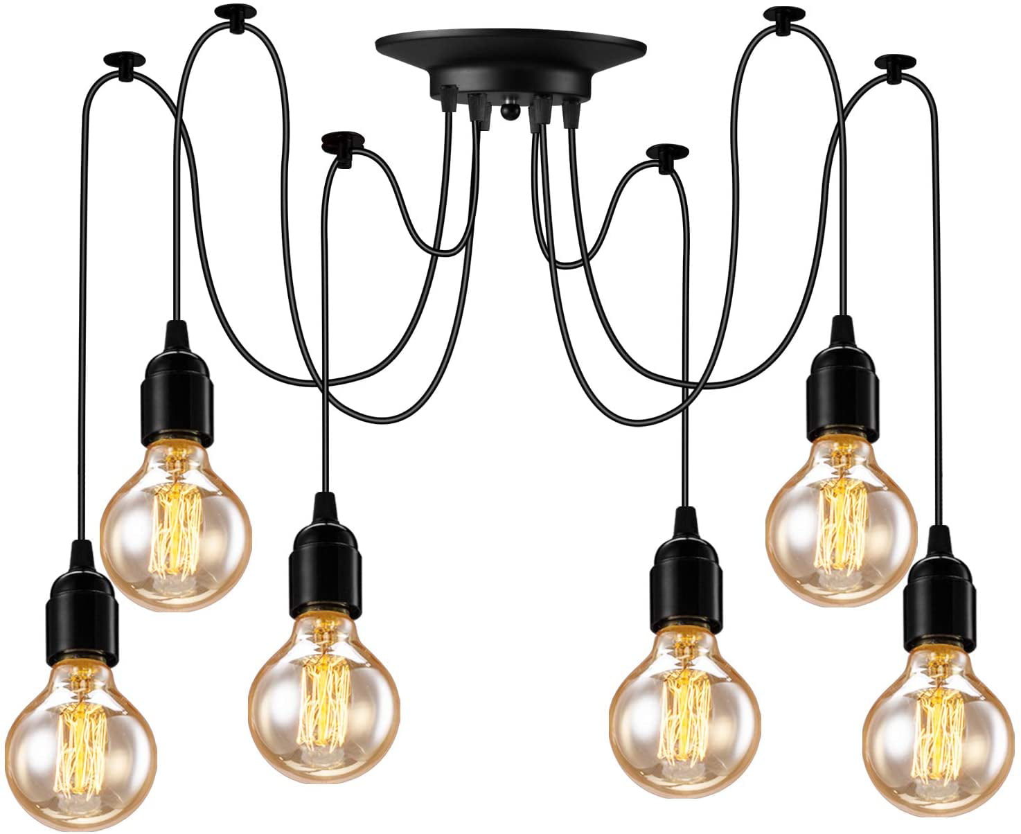 Industrial 1/3/5 Bases Ceiling Lamp Pendant Edison Bulb Modern Light Chandelier 