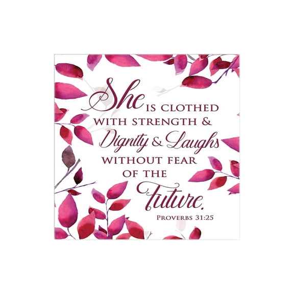 Strength Dignity Future Pink Leaves 12 x 12 Wood Wall Sign Plaque