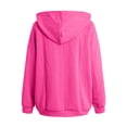 thumbnail image 5 of Xudanell Zip up Hoodie Women Solid Color Simple Oversized Sweatshirt Woven Texture Hoodie Sweater Hot Pink L, 5 of 6
