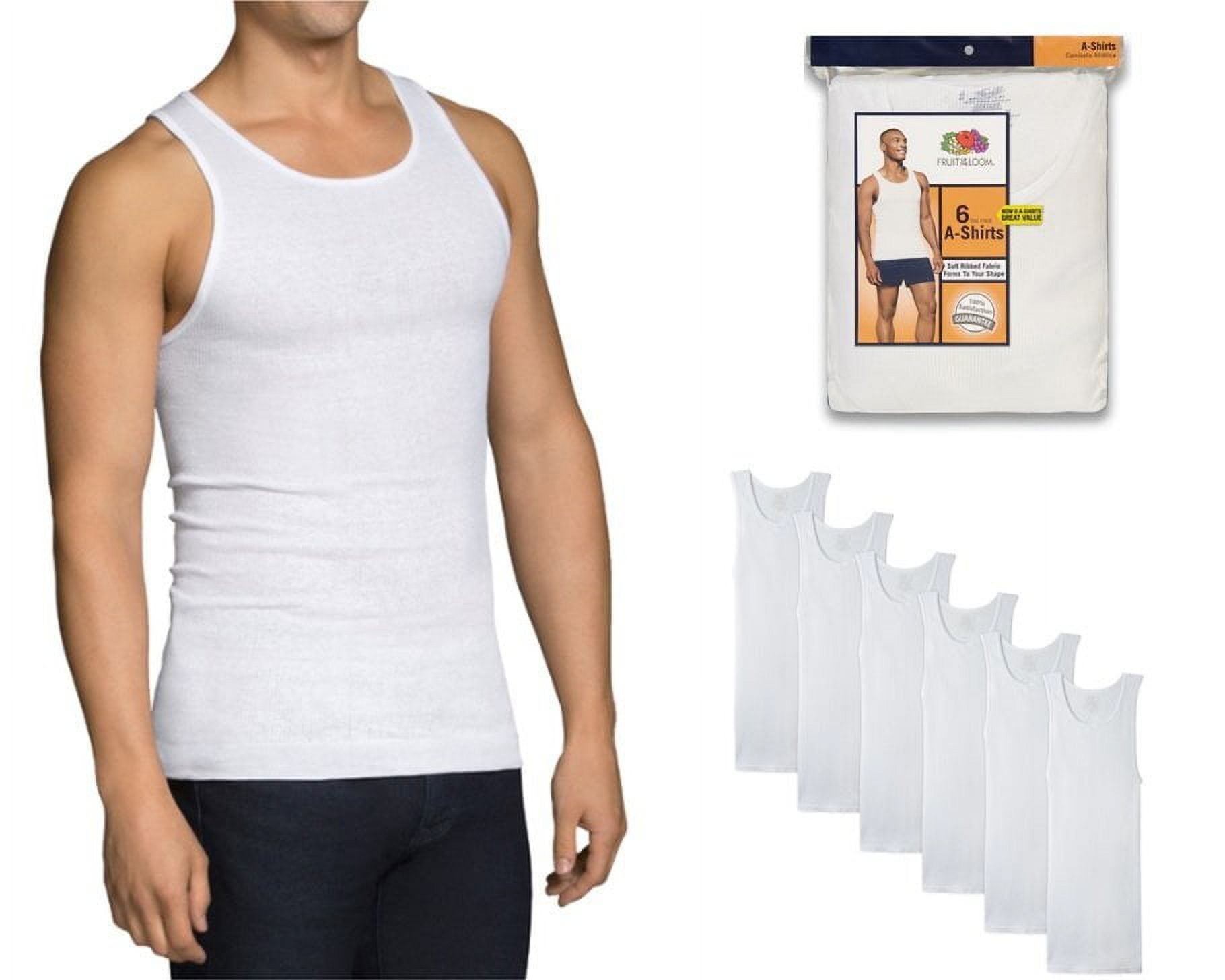 Fruit of the Loom Men's White A-Shirts 6 Pack, S