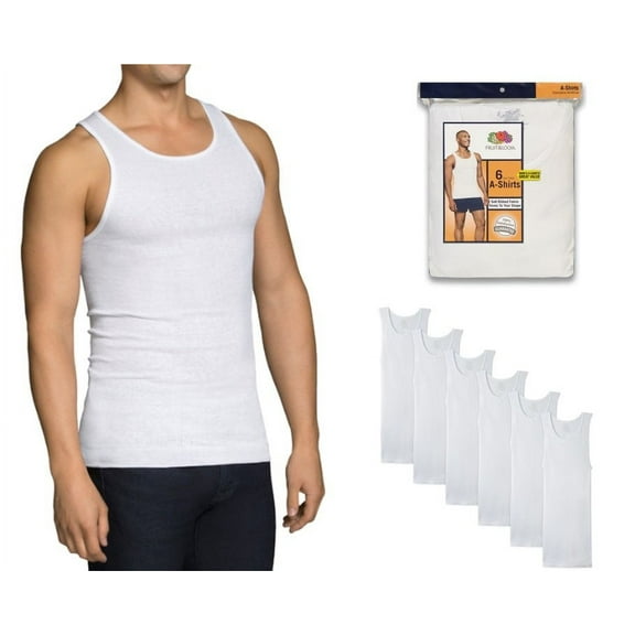 Fruit of the Loom Men's 100% Cotton White A-Shirts, 2XL 6 Pack