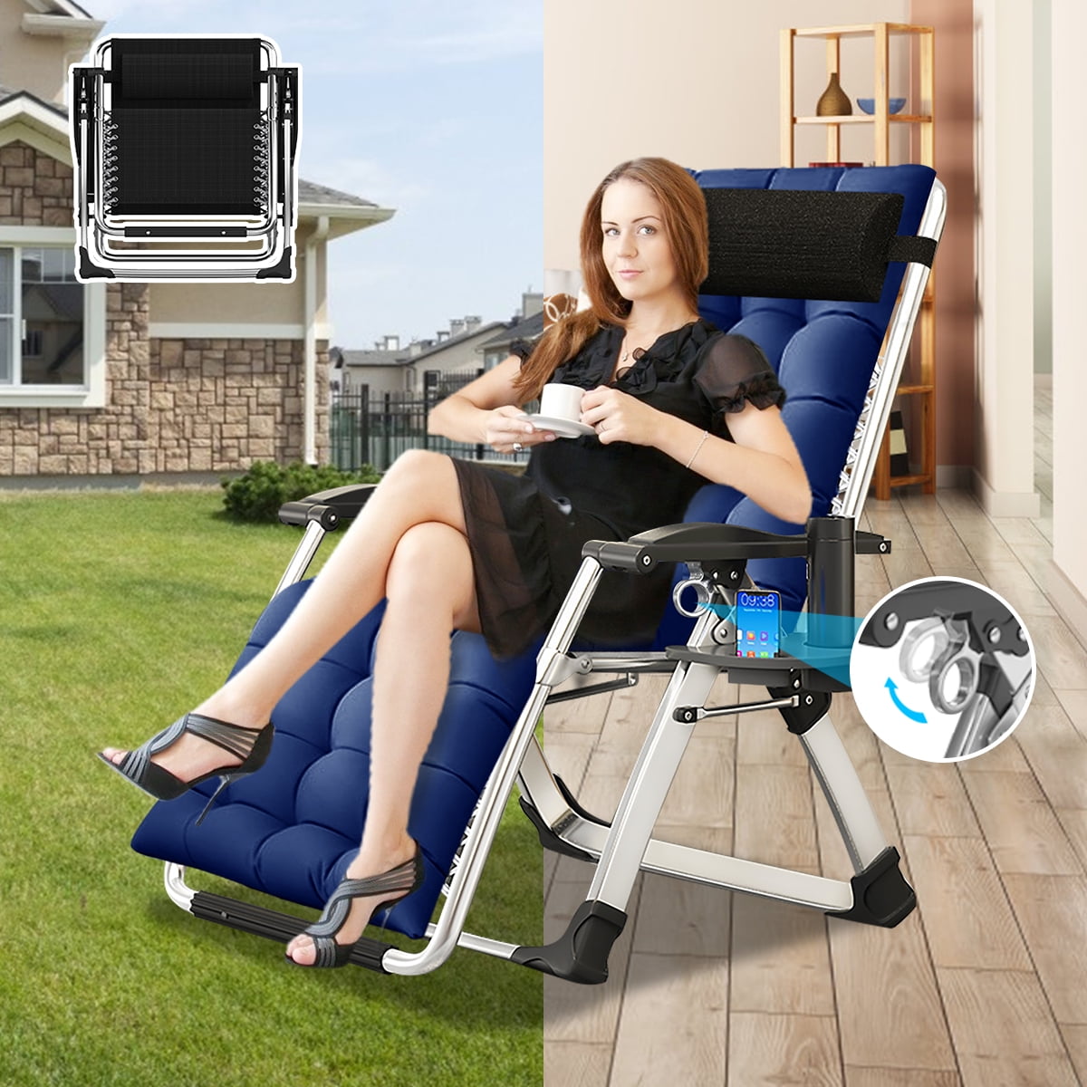 ABORON Zero Gravity Chair,Adjustable Lawn Recliner,Folding Reclining