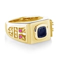 thumbnail image 3 of Gem Stone King 2.86 Ct Blue Sapphire Pink Sapphire 18K Yellow Gold Plated Silver Men's Ring (Size 11), 3 of 4