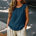 thumbnail image 4 of Tsesme Women's Ruffle Cap Sleeve Tops, Plus Size Round Neck Loose Sleeveless T-Shirt, Summer Casual Fashion Vacation Tanks S, 4 of 5