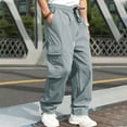 thumbnail image 2 of Diufon Mens Outdoor Cargo Pants Elastic Waist Drawstring Sweatpants Athletic Pants with Multi-pocket, 2 of 6