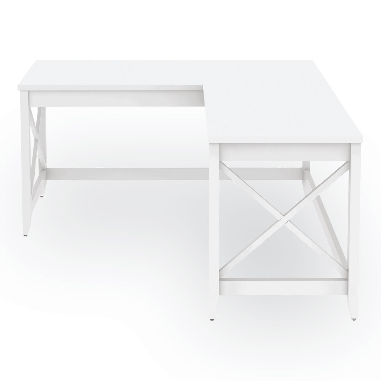 Workspace by Alera L-Shaped Farmhouse Desk, 58.27 x 58.27 x 29.53, White