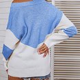 thumbnail image 2 of Gibobby Sueter para mujer Suéter informal cómodo con cuello en V y bloque de color para mujer para otoño e invierno(Azul,CH), 2 of 5