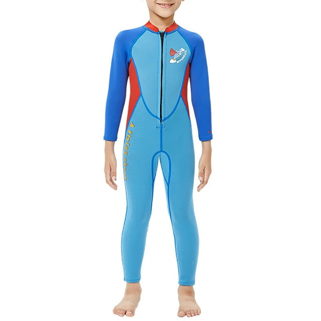 Naiovety Traje de neopreno para niños Traje de baño de una pieza Conjunto de snorkel a prueba de sol de manga larga Traje de baño térmico Neopreno Deportes acuáticos azul M Naiovety OD003313-02
