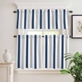 thumbnail image 2 of 3 Piece Kitchen Curtains and Valances Set Navy Blue Striped Cafe Curtains 36 Inch Length Geometric Grey White Vertical Stripes Valance & Tier Curtain for Living Room Bedroom Window 54"x18"+27"x36"*2, 2 of 6