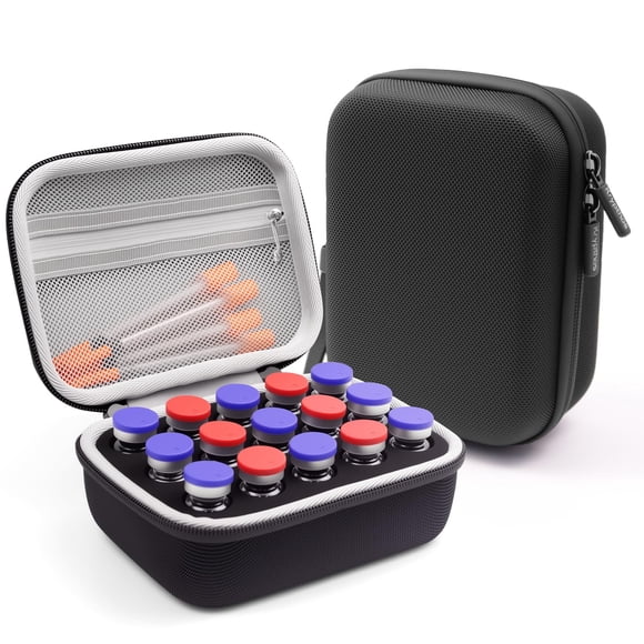 Funda protectora para viales de insulina Krypthos, 15 ranuras para frascos de 10 ml
