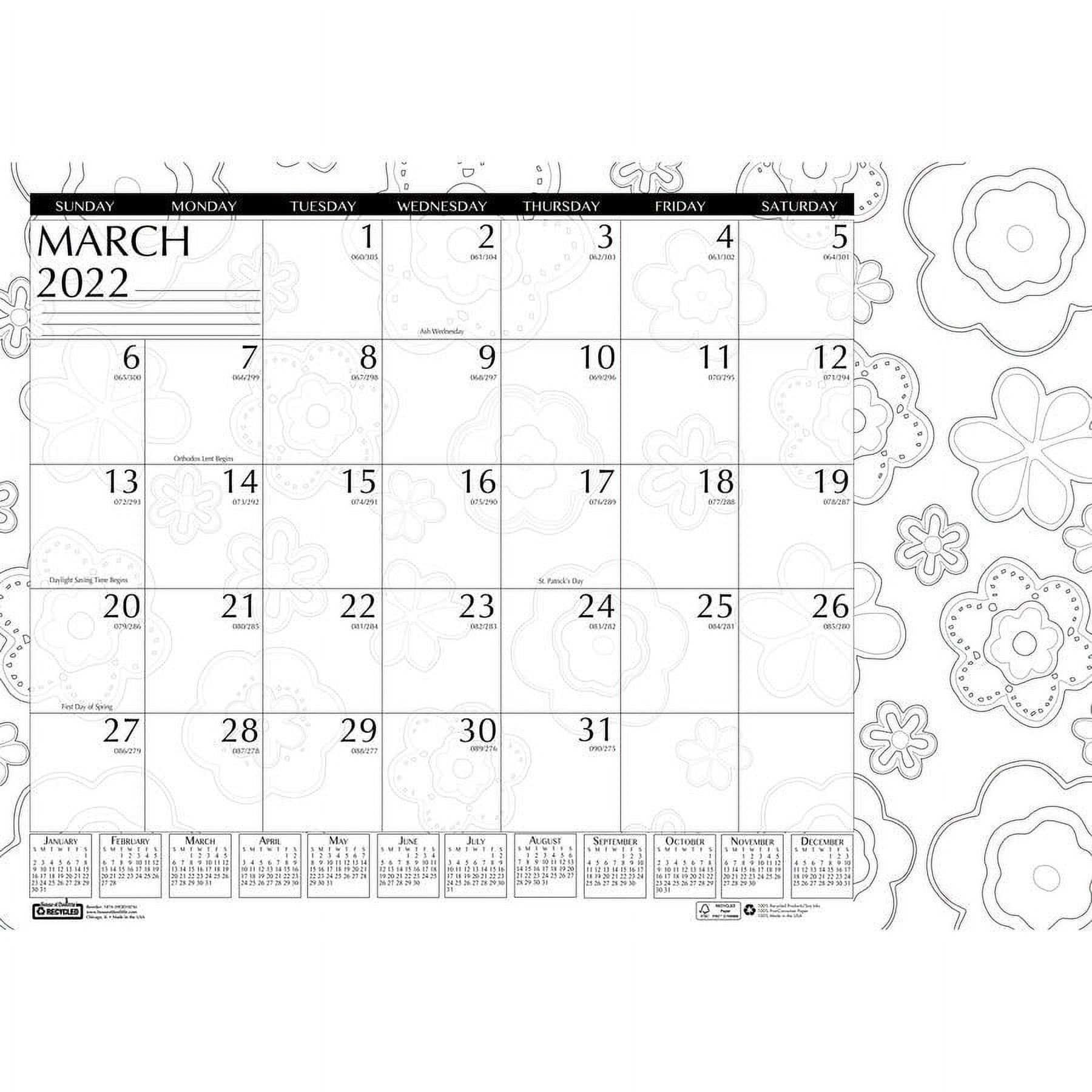 House of Doolittle Monthly Desk Pad Calendar Black and White Doodle 18-1/2 x 13 Inches