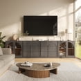thumbnail image 6 of BELLEZE 4-Piece Modular Sideboard Buffet Cabinet Freely Configurable, Glass Door Storage with Adjustable Shelf and 3-Drawer Storage, Media Console Credenza for Living Room Kitchen, Ebony, 6 of 7