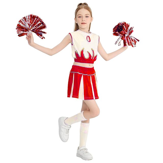 Lujianch Children Cheerleading Team Student Role Playing Stage Performance Competition Carnival Party Set Girls Outfits Sets Size 10-11 Years