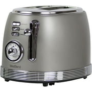 Toaster 2 Slice Retro-Styled Stainless Steel with 4 Functions and 6 Shade Settings, 850-Watts, Gray