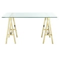 thumbnail image 2 of Benzara BM191635 Glass Writing Desk with Metal Sawhorse Style Legs - Gold & Clear - 30 x 55 x 30 in., 2 of 6