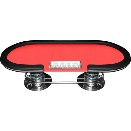 Trademark Poker Deluxe 96" Holdem Table With Dealer Position, Red Felt