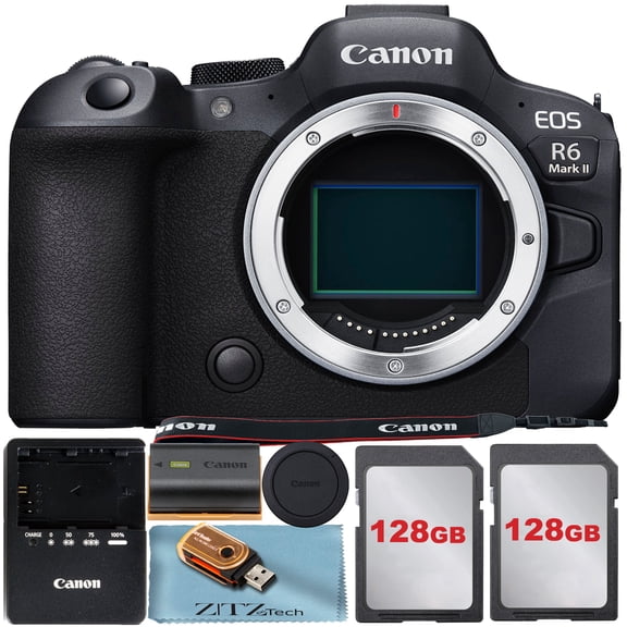 Canon EOS R6 II Mirrorless Camera with 2 Pack 128GB Memory Card   ZeeTech Accessory Bundle (International Version)