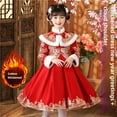 thumbnail image 2 of Ruyang Embroidery Tang Suit Kids Fairy Princess Dresses for 2025 Chinese Lunar New Year Girl Quilted Lined Warm Dress, 2 of 5
