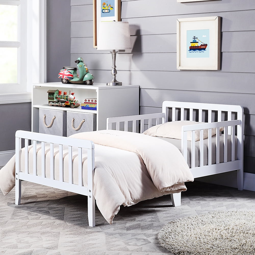 CUH Heavy Duty Toddler Bed Easy Assembly Wooden Platform SpaceSaving Modern Children Beds Slat