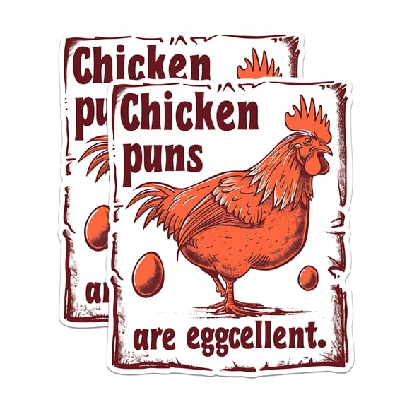 (2 Pack) Chicken Puns Magnets - Funny Animal Magnets - Kitchen Refrigerator Decor Magnets - Farmhouse Magnets for Fridge- 5" On Longest Side - for Fridges, Toolboxes, Cars - Made in USA - MAG2591