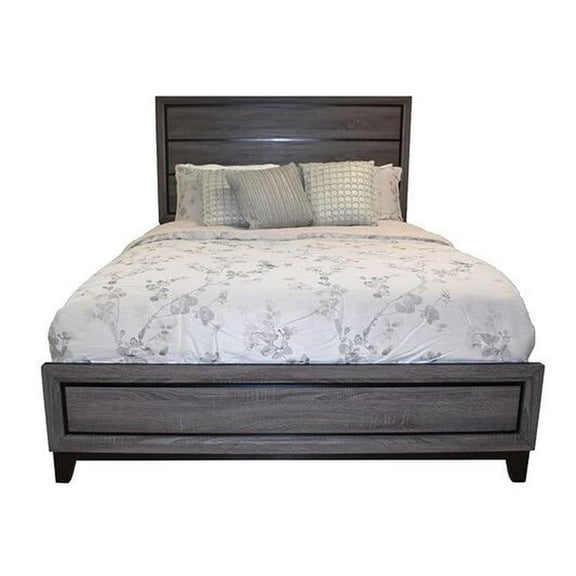 Galaxy Home Sierra Modern Contemporary Design Solid Wood Construction Queen Bed with Panel Headboard in Gray