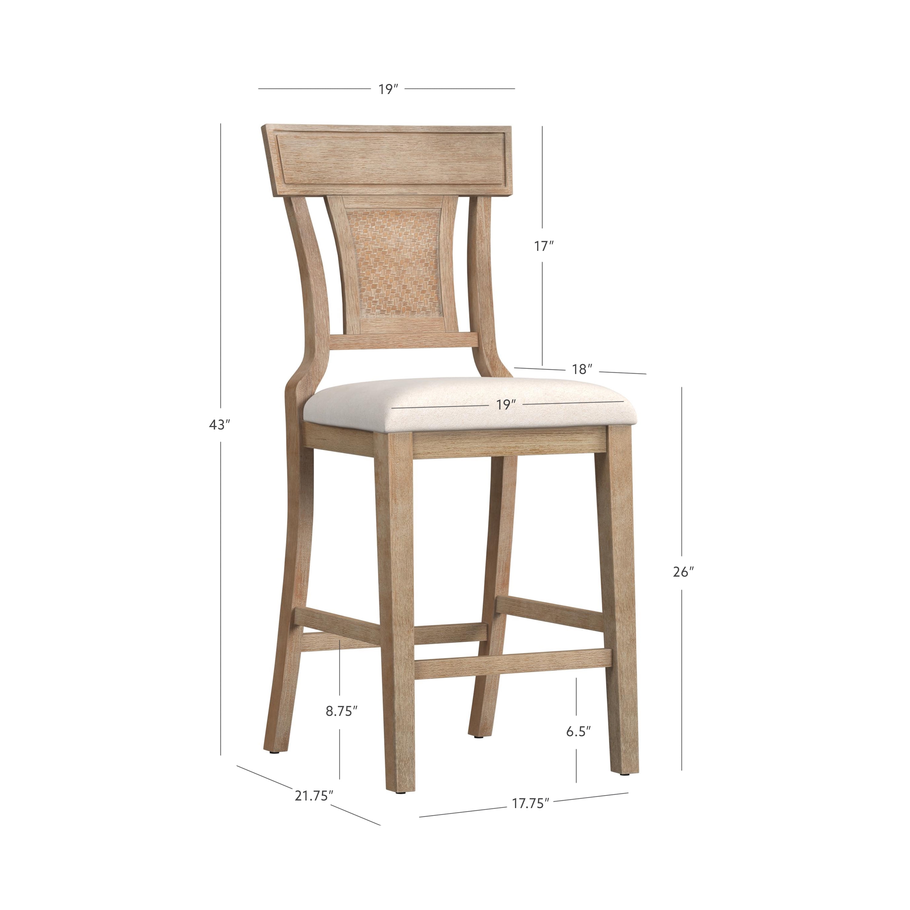 Linon Rylan 26" Seat Counter Stool, Rustic Graywash/Beige