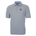 thumbnail image 2 of Men's Cutter & Buck Navy Frisco RoughRiders Big & Tall Virtue Eco Pique Stripe Recycled DryTec Polo, 2 of 3