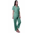 thumbnail image 3 of Moomaya Printed Cotton Shirt Pajamas Notch Collar Sleepwear WoMen's Pajama Set, 3 of 6