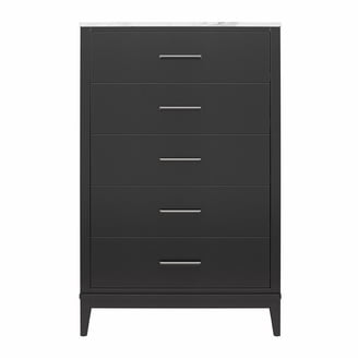 Ameriwood Home Lynnhaven Wide 6 Drawer Dresser in Black w/ White Marble Top  - Walmart.com
