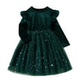 thumbnail image 1 of Hfolob Robes d'Été pour Filles Enfants Manches Longues Étoile Sequins Robe Fluide Décontractée 12-18 Mois, 1 of 6