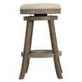 thumbnail image 2 of Cortesi Home Piper Backless Swivel Bar Stool in Solid Wood and Beige Fabric, 30" H, 2 of 10