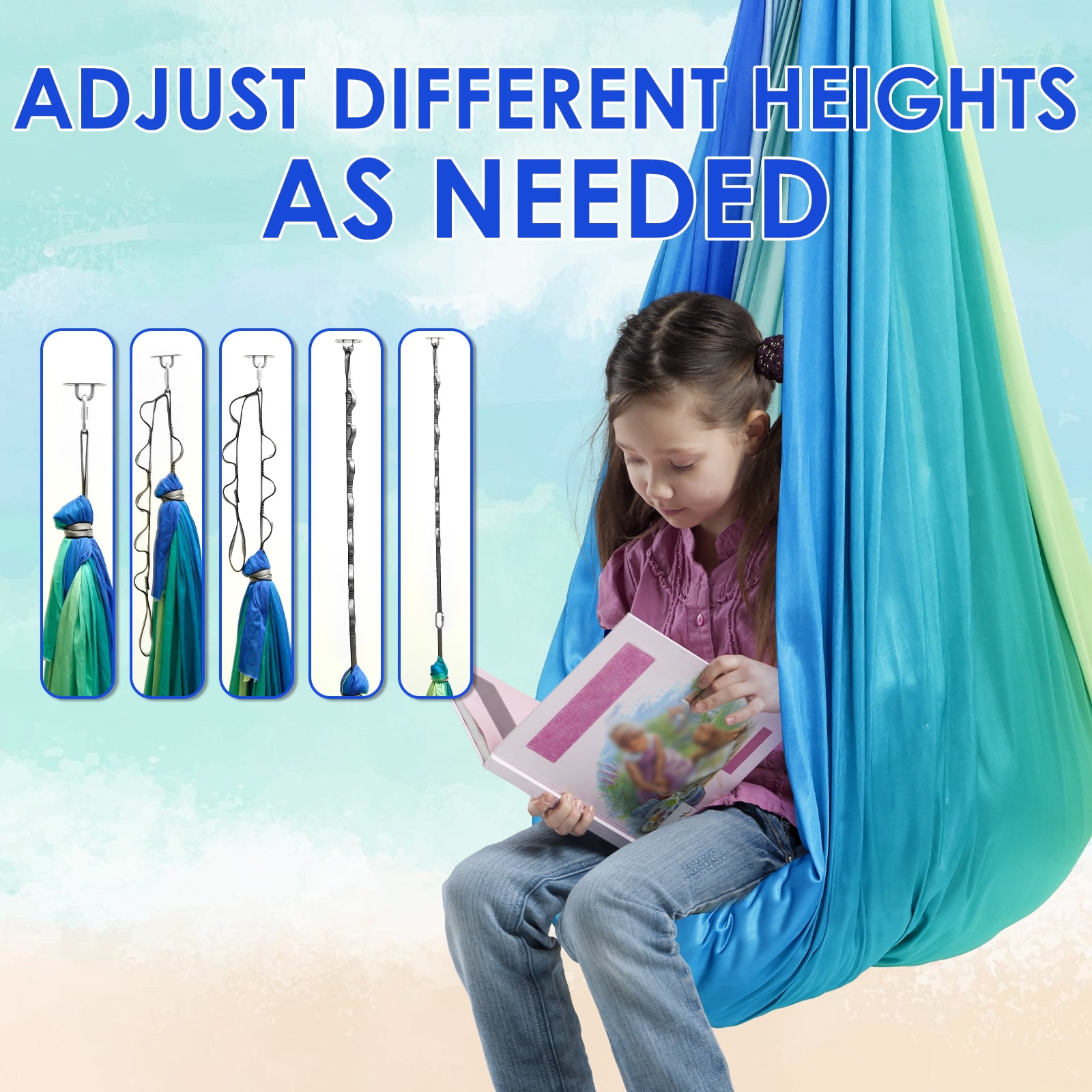 Sensory Swing Comfortable Kids Sensory Hammock Holds up to 200 lbs Indoor Cuddle Swing with 360° Swivel Hardware for Children Adults Indoor Outdoor