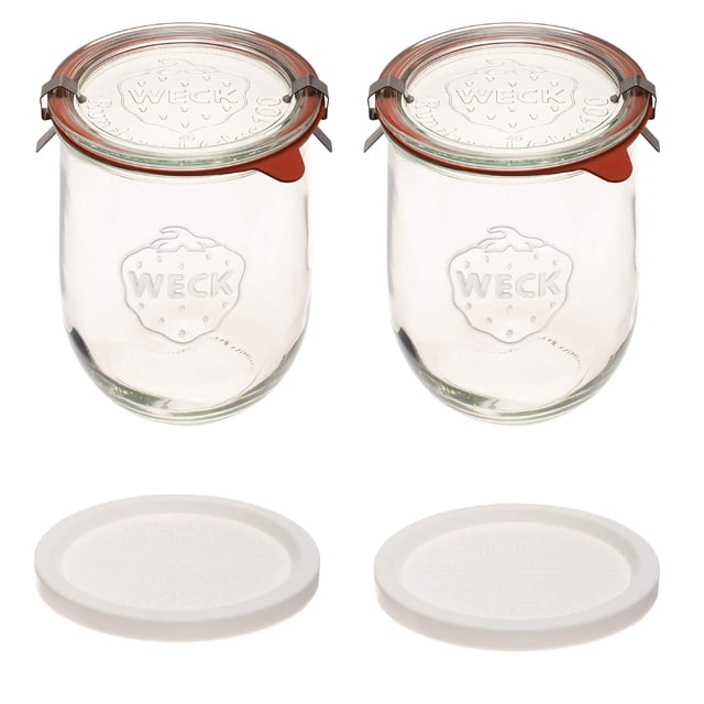 Frascos de vidrio WECK Tulip de 1 L, boca ancha, paquete de 2