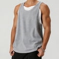 thumbnail image 3 of ZUKMRJPC Men's Tank Tops Fake Two Pieces Solid Color Casual Summer Sleeveless Basic Tees Comfy Breathable Workout Gym Athletic Shirts, 3 of 5