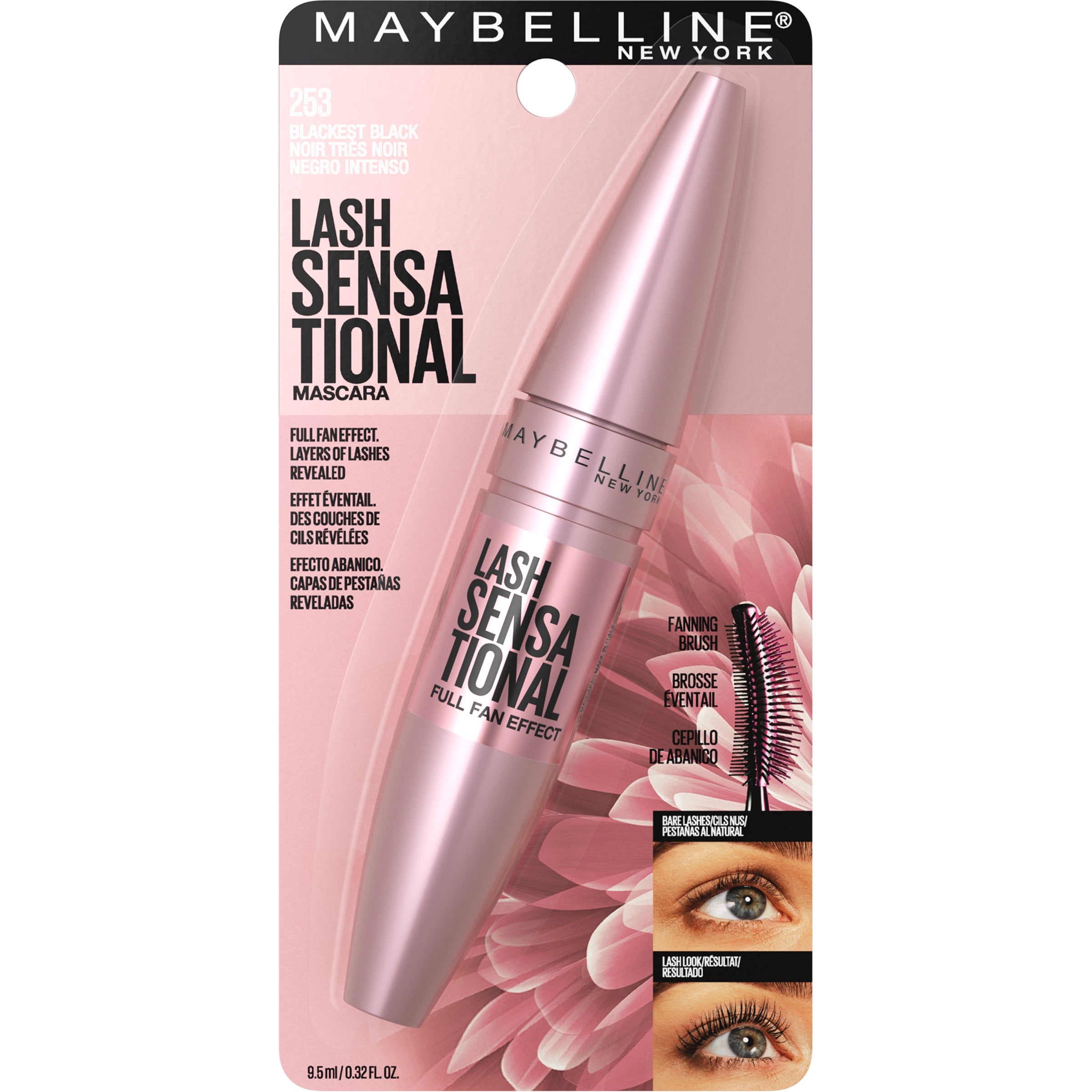 Maybelline Lash Sensational Washable Makeup, Black, 0.32 oz -